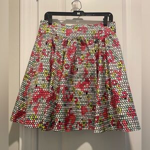 Nanette Lepore Oonagh Skater Lined Skirt Colorful Mini Zip & Button Close SZ 10